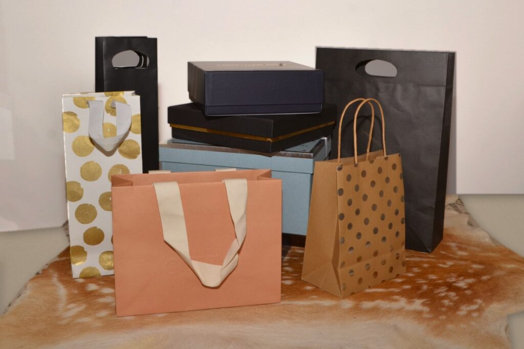 Shopping bags and gift boxes ready for delivery